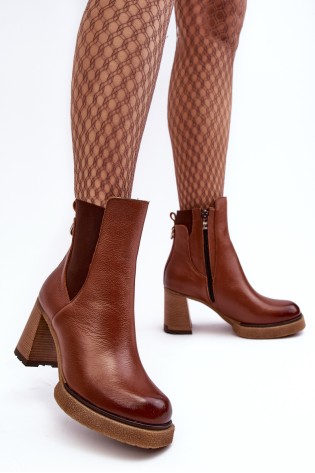 Natūralios odos rudi moteriški batai-60440 V.KASZTAN