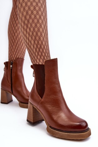 Natūralios odos rudi moteriški batai-60440 V.KASZTAN
