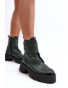 Tamsiai žali natūralios odos batai ant platformos-60454 V.OLIWKA+CN