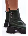 Tamsiai žali natūralios odos batai ant platformos-60454 V.OLIWKA+CN