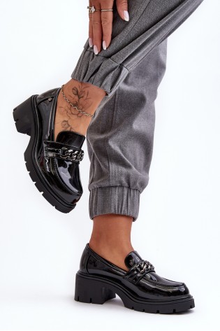 Blizgūs moteriški žemakulniai batai Blimma-A706 BLACK
