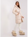 Smėlio spalvos dygsniuota žieminė striukė su kišenėmis-NM-KR-TR8310.17P