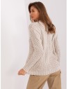 Šviesios smėlio spalvos susagstomas megztinis-BA-SW-8001-1.82P