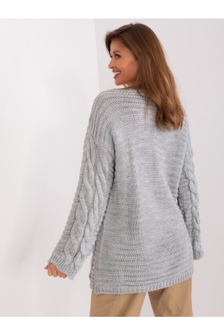 Šviesiai pilkas megztinis su pynėmis-BA-SW-8047.92P