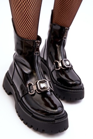 Blizgūs moteriški batai su užtrauktuku-MR870-94 BLACK