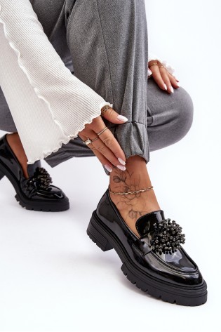 Dekoruoti juodi elegantiški moteriški batai-YL97 BLACK
