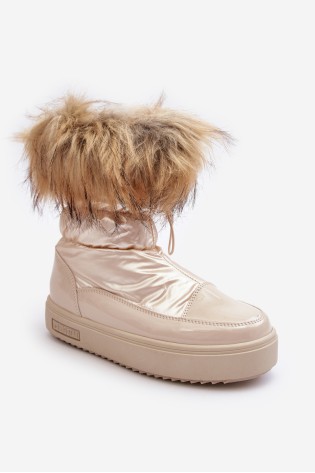 Šviesios smėlio spalvos šilti sniego batai-MM274380 BEŻ
