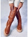 Ryškūs rudi stilingi ilgaauliai batai HEWES BROWN-KB QT21P