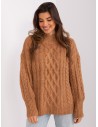 Rudas moteriškas megztinis su pynėmis-AT-SW-2363-2.11P
