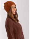 Ruda moteriška žieminė kepurė su siuvinėtomis gėlėmis-AT-CZ-2329.76