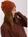 Ruda moteriška žieminė kepurė su siuvinėtomis gėlėmis-AT-CZ-2329.76