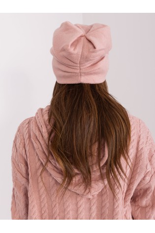 Rožinė moteriška žieminė kepurė su siuvinėtomis gėlėmis-AT-CZ-2329.76