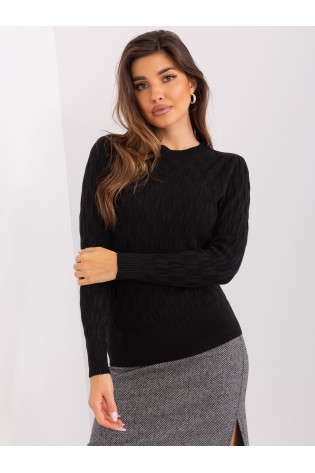 Juodas moteriškas klasikinis megztinis-AT-SW-2324-2.68