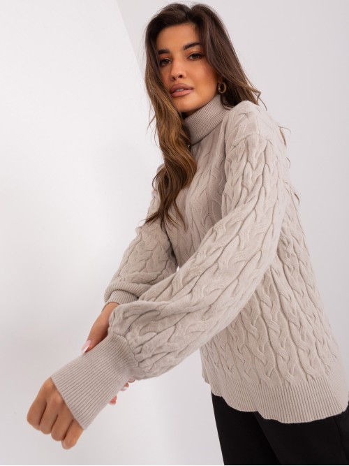 Šiltas moteriškas megztinis su pynėmis-AT-SW-2348.07