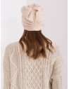 Kreminė moteriška žieminė kepurė-AT-CZ-2329.79