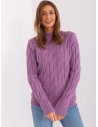Violetinis moteriškas megztinis su pynėmis-AT-SW-2235.00P