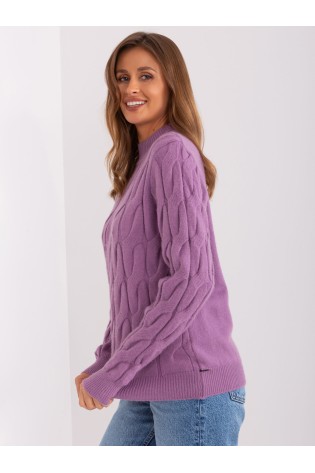 Violetinis moteriškas megztinis su pynėmis-AT-SW-2235.00P