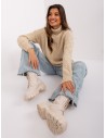 Smėlio spalvos moteriškas megztinis-AT-SW-2355-2.12P