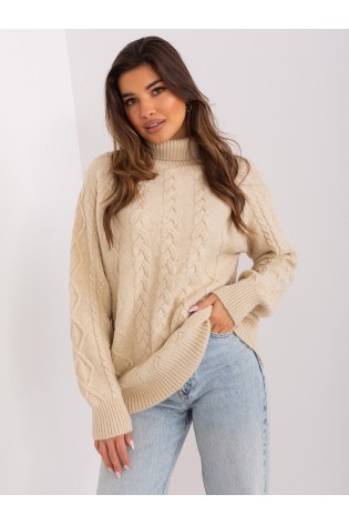 Smėlio spalvos moteriškas megztinis-AT-SW-2355-2.12P