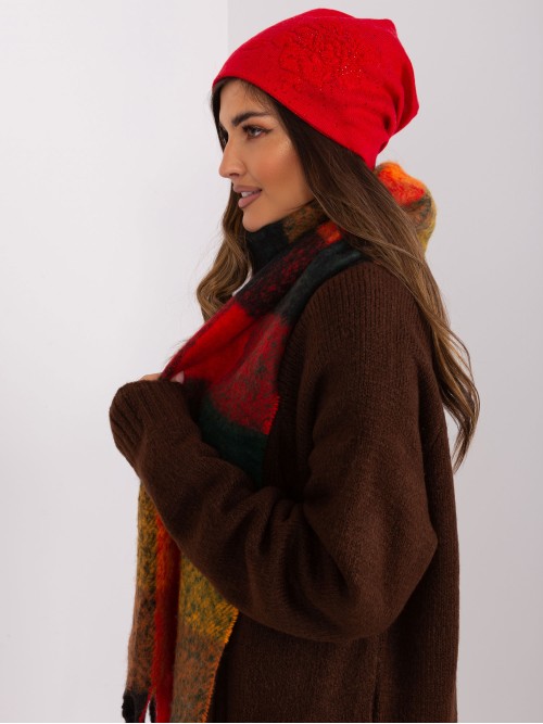 Raudona moteriška žieminė kepurė-AT-CZ-23250.36P