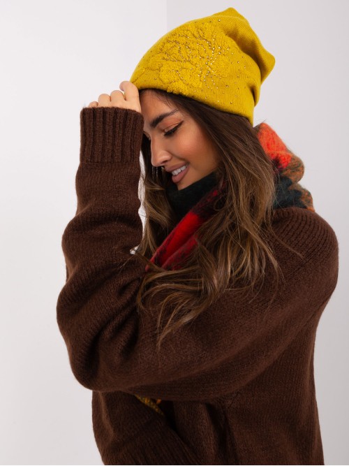 Geltona moteriška žieminė kepurė-AT-CZ-23250.61P