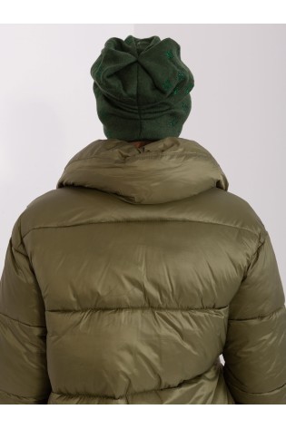 Žalia žieminė moteriška kepurė su blizgučiais-AT-CZ-2325.96