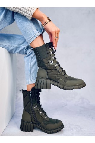 Kareiviškos spalvos patogūs žieminiai batai JEWEL GREEN-KB 36229