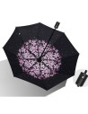 Klasikinis juodas skėtis su nuostabiais gėlių raštais viduje PAR01WZ13-PAR01WZ13
