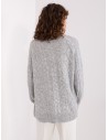 Šviesiai pilkas megztinis su pynėmis-AT-SW-2355-2.19P