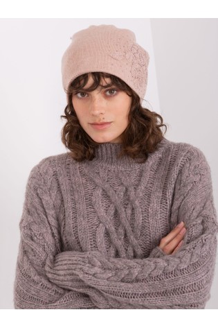 Rausva moteriška žieminė kepurė su siuvinėtomis gėlėmis-AT-CZ-23250.01P