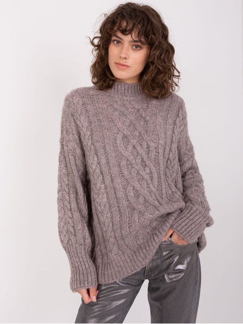 Pilkas megztinis su pynių raštu-AT-SW-2363-2.30