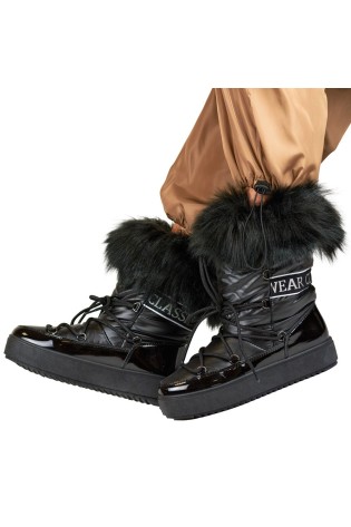 Šilti juodi žieminiai sniego batai su kailiuku-NB605B