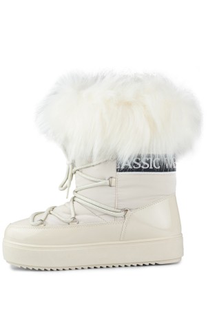 Šilti kreminiai žieminiai sniego batai su kailiuku-NB605BE