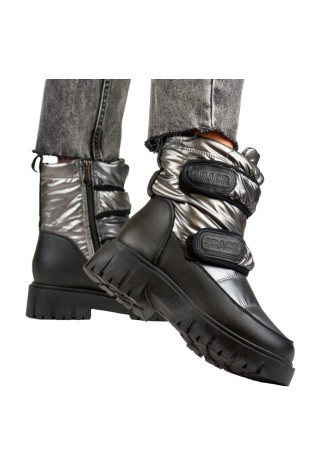 Šilti sidabriniai sniego batai užsegami lipdukais-JH-1Si