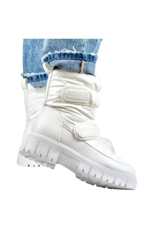 Šilti balti sniego batai užsegami lipdukais-JH-1W