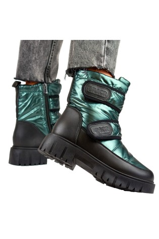 Šilti žali sniego batai užsegami lipdukais-JH-1GR