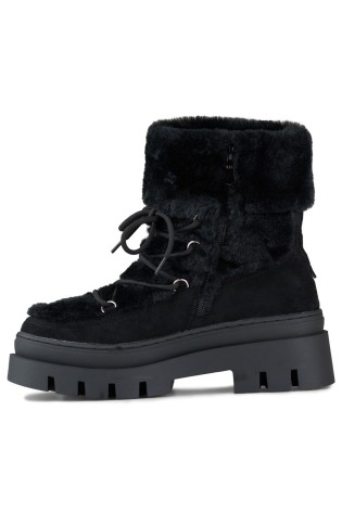 Juodi zomšiniai šilti sniego batai su kailiuku-XH9370-1-B