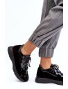 Juodi sportinio dizaino natūralios odos batai-M01/2 CZARNY LAK+WEL