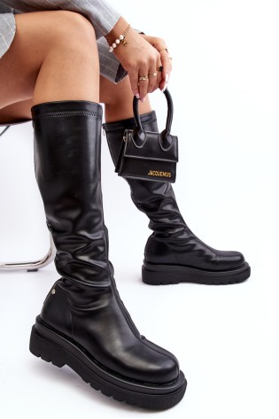 Moteriški aukštos kokybės ilgaauliai batai GOE-MM2N4068 BLACK