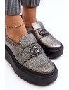 Odiniai moteriški platforminiai batai su ornamentu Laura Messi-2697/810