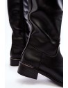 Juodi odiniai klasikiniai ilgaauliai batai-YY51 BLACK
