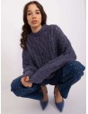Tamsiai mėlynas šiltas megztinis-AT-SW-2363-2.11P