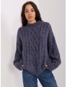 Tamsiai mėlynas šiltas megztinis-AT-SW-2363-2.11P