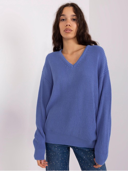 Mėlynas klasikinis megztinis-BA-SW-8029.76