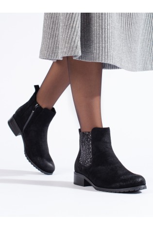 Moteriški juodi zomšiniai Chelsea stiliaus batai-M676B