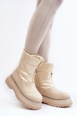 Kreminės spalvos moteriški GOE žieminiai batai-MM2N4079 BEIGE
