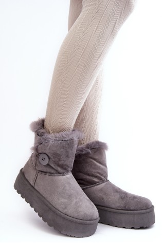 Moteriški platforminiai žieminiai batai su dirbtiniu kailiuku-85-925 GREY
