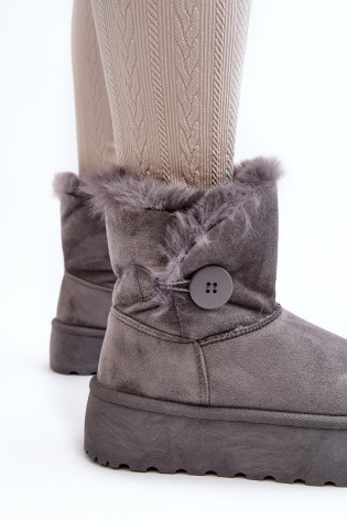 Moteriški platforminiai žieminiai batai su dirbtiniu kailiuku-85-925 GREY