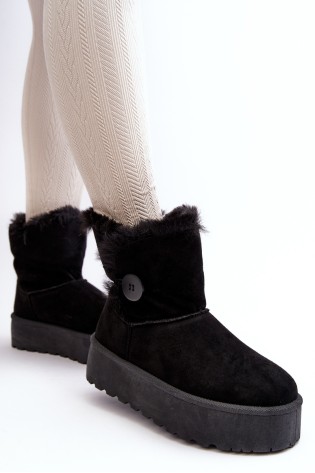 Moteriški platforminiai žieminiai batai su dirbtiniu kailiuku-85-925 BLACK