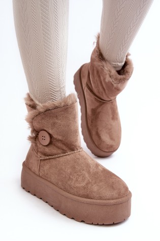 Moteriški platforminiai žieminiai batai su dirbtiniu kailiuku-85-925 KHAKI